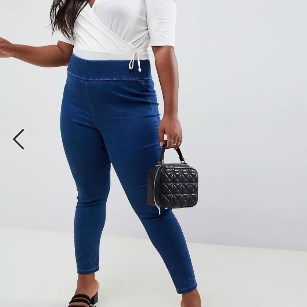 ASOS DESIGN Curve pull on Jeggings in smoky blue denim Size 14